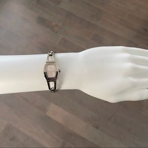 SIERRA Women's Silver & Pale Pink Stainless Steel Bracelet Watch, Classic Time